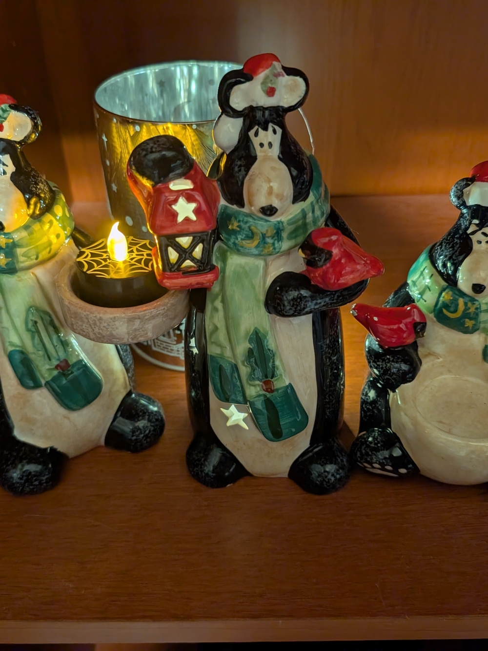 Festive  Christmas Bears Candle Holders